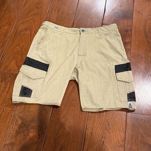 Salty Crew Navy Cargo Shorts with Black Accents